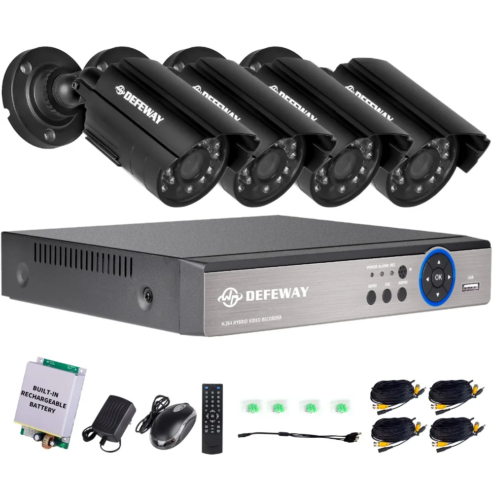 DEFEWAY 4CH 720P выход DVR Водонепроницаемая 1200TVL камера ночного видения Система