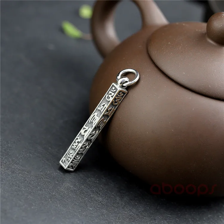 Vintage 925 Sterling Silver Buddhist Om Mani Padme Hum Bar Pendant for Men Women Free Shipping
Vintage 925 Sterling Silver Buddhist Om Mani Padme Hum Bar Pendant for Men Women Free Shipping