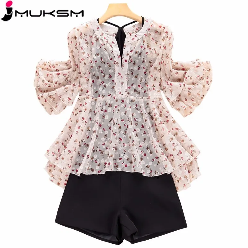 2018 Spring-Summer Women's Print Chiffon Blouse Tops Strap Two-piece sweet cute Horn sleeve V-neck chiffon top shirt strap YZ516
2018 Spring-Summer Women's Print Chiffon Blouse Tops Strap Two-piece sweet cute Horn sleeve V-neck chiffon top shirt strap YZ516