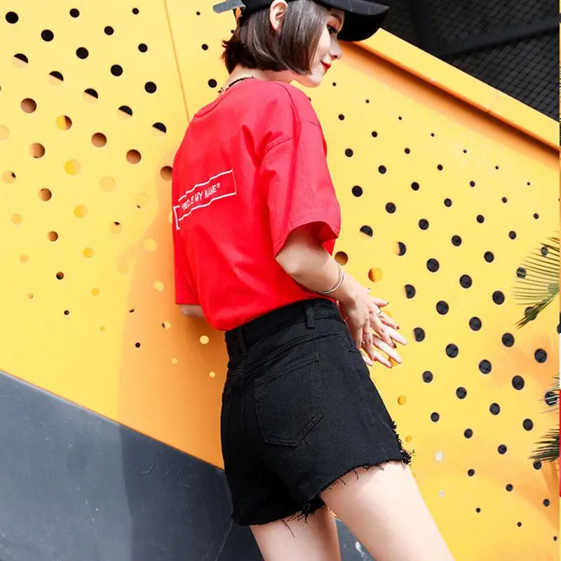 MISSKY Women Shorts Jeans Blue Black Color Spring Summer Pure Color High Waist Rough Edge Denim Shorts Female Clothes
MISSKY Women Shorts Jeans Blue Black Color Spring Summer Pure Color High Waist Rough Edge Denim Shorts Female Clothes