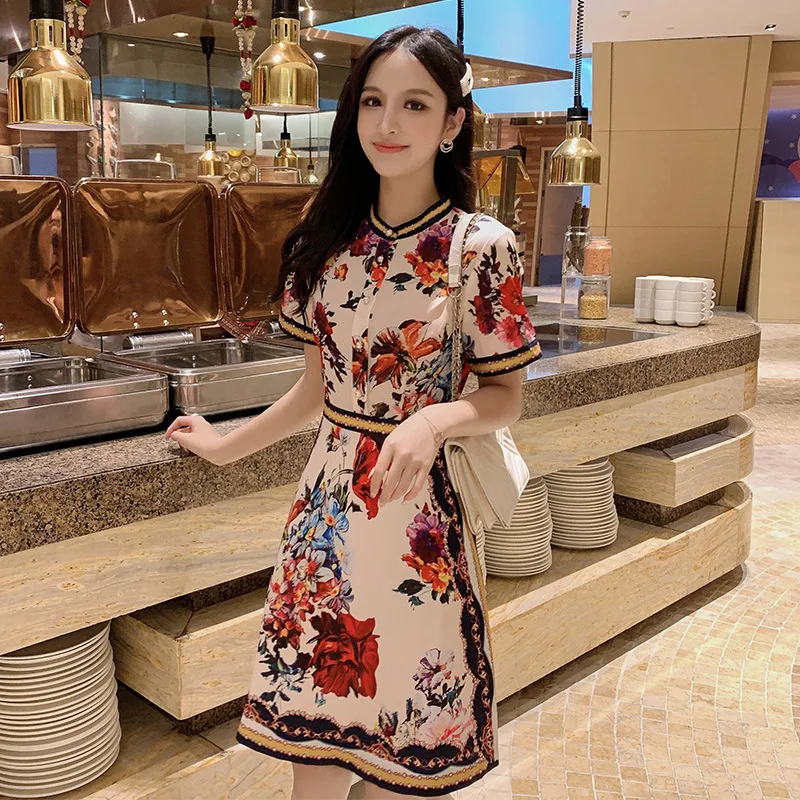 Korean Style Summer Elegant Dress for Women Short Sleeve Corset Print Floral Ladies Dress Women Empire Vintage Ladies Dress Robe
Korean Style Summer Elegant Dress for Women Short Sleeve Corset Print Floral Ladies Dress Women Empire Vintage Ladies Dress Robe