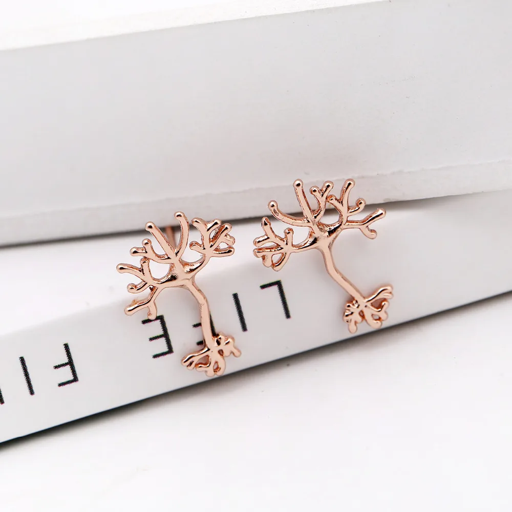 Oly2u Fashion Neuron Earrings for women Anatomy Neuron Stud Earrings Life Tree Biology gift for men girl