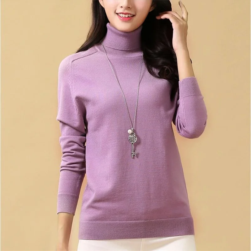 Autumn and winter loose large new women's warm knitted women's long-sleeved solid color high-neck sweater TB7122
Autumn and winter loose large new women's warm knitted women's long-sleeved solid color high-neck sweater TB7122
