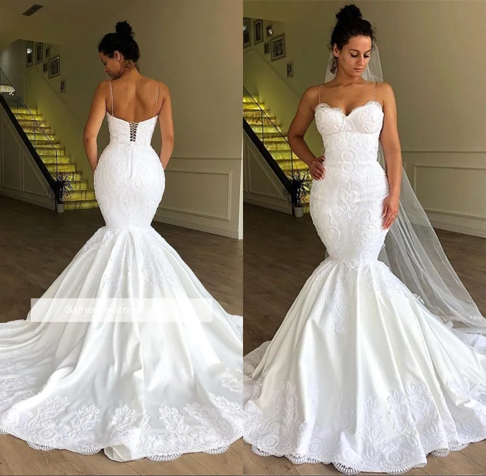 Robe de mariee сексуальное платье Русалка на бретельках кружевные свадебные платья 2019