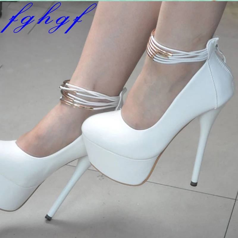 FGHGF Women's shoes. Elegant new freight free, white pumps, 16 cm high heels, round toe pump.
FGHGF Women's shoes. Elegant new freight free, white pumps, 16 cm high heels, round toe pump.