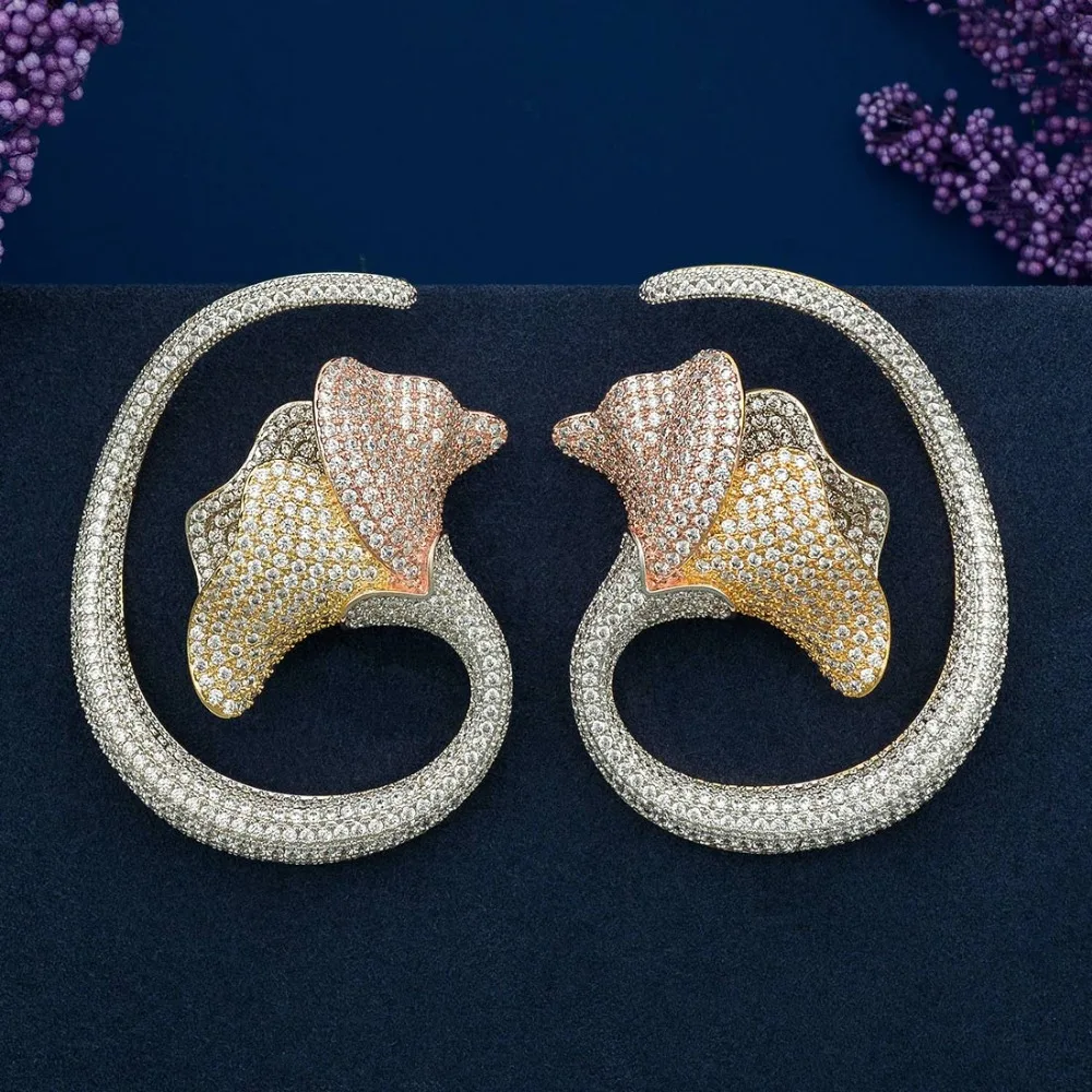 Luxury Flower Lily Copper AAA Cubic Zirconia Big Wide Circle Earrings for Girls And Women Anniversary Accessories wedding Gift
Luxury Flower Lily Copper AAA Cubic Zirconia Big Wide Circle Earrings for Girls And Women Anniversary Accessories wedding Gift