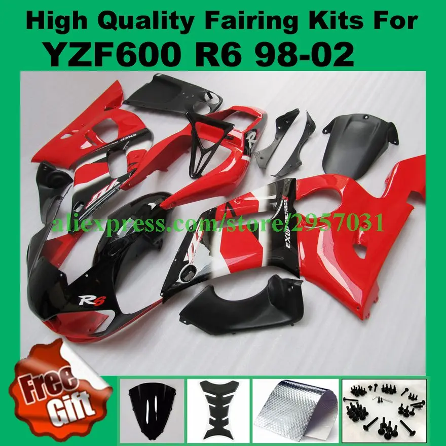 Free screws+gifts Motorcycle fairing Red Black fit for YAMAHA YZF R6 98 99 00 01 02 1998 1999 2000 2001 2002 fairings kits
Free screws+gifts Motorcycle fairing Red Black fit for YAMAHA YZF R6 98 99 00 01 02 1998 1999 2000 2001 2002 fairings kits