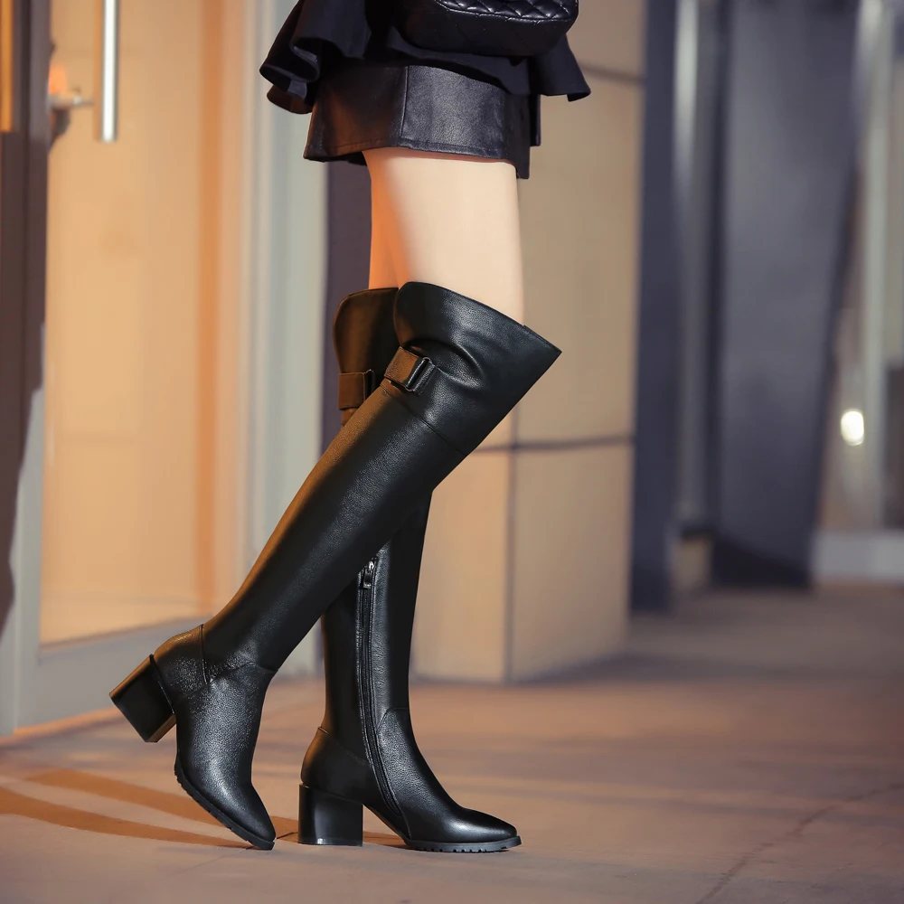 Original Intention New Fashion Women Over Knee Boots Real Leather Heels Zip Boots Sexy Black Shoes Woman Big Size 4-10
Original Intention New Fashion Women Over Knee Boots Real Leather Heels Zip Boots Sexy Black Shoes Woman Big Size 4-10