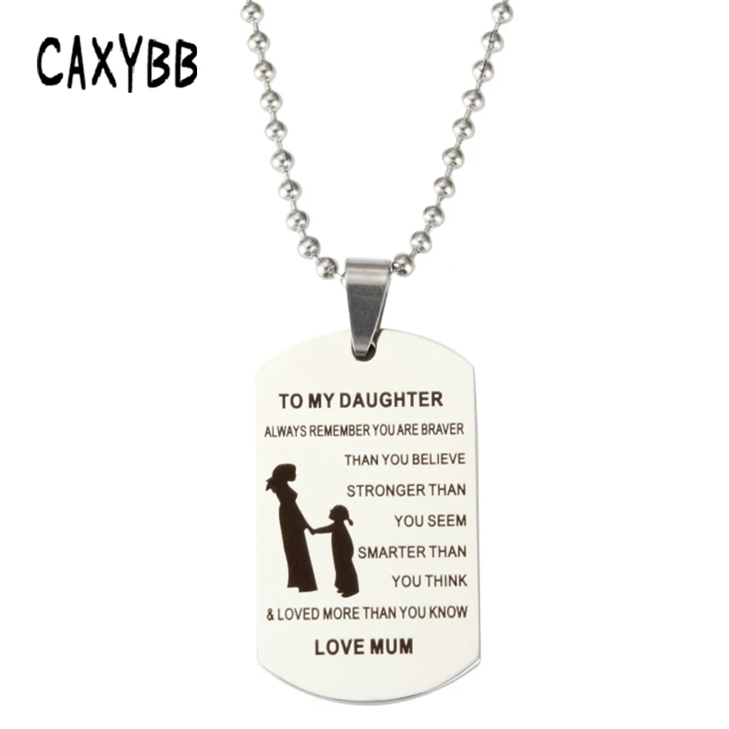 Caxybb To My Daughter Stainless steel necklace Mother and Daughter necklace dog tag Pendant necklaces Thanksgiving gift Jewelry
Caxybb To My Daughter Stainless steel necklace Mother and Daughter necklace dog tag Pendant necklaces Thanksgiving gift Jewelry