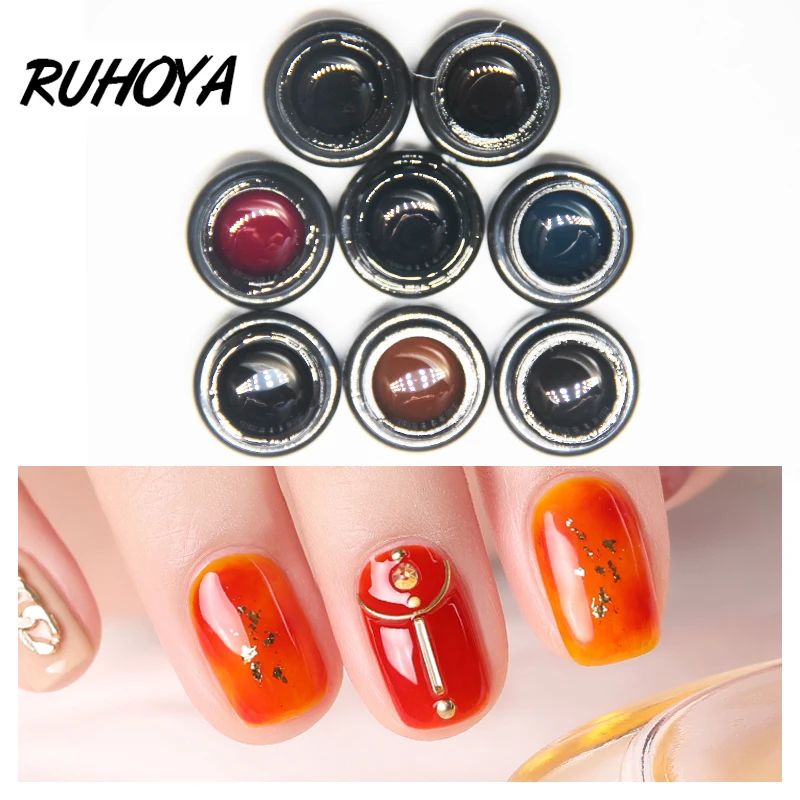 Ruhoya желе стеклянные конфеты замочить от УФ светодиодный ногтей художественные