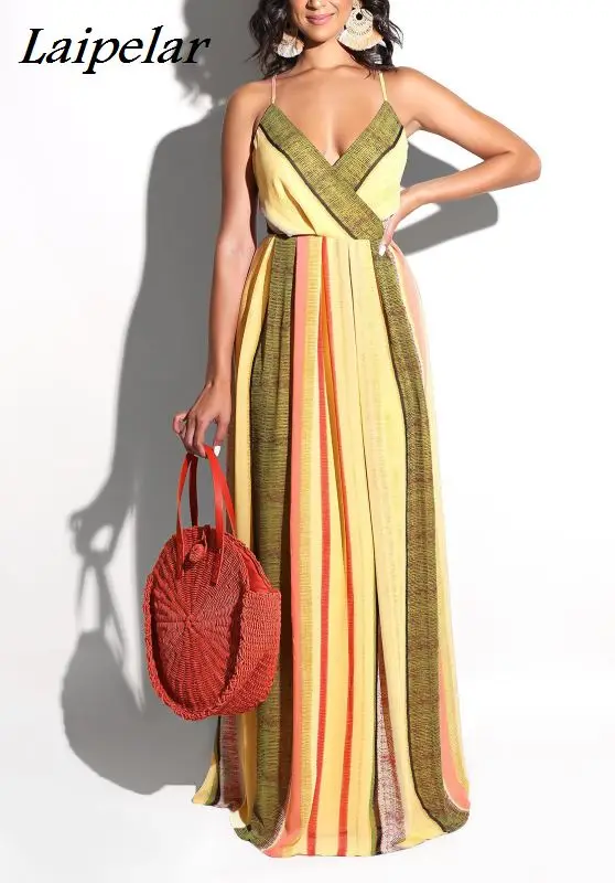 Graceful Striped Patchwork Sexy Maxi Dress Summer Spaghetti Strap Sleeveless Empire Vestidos Lady Backless Party Dresses
Graceful Striped Patchwork Sexy Maxi Dress Summer Spaghetti Strap Sleeveless Empire Vestidos Lady Backless Party Dresses