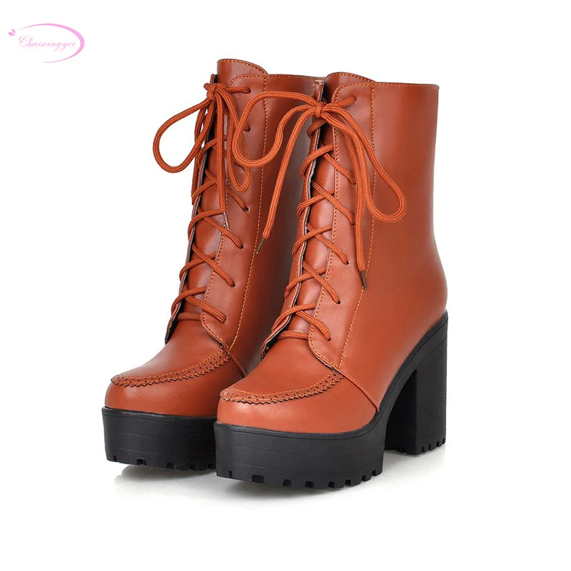 Chainingyee street autumn comfortable ankle boots fashion lace up platform black brown yellow high-heeled women's riding boots
Chainingyee street autumn comfortable ankle boots fashion lace up platform black brown yellow high-heeled women's riding boots