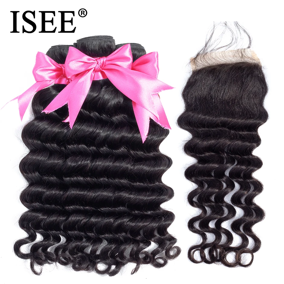 ISEE 100% Remy Human Hair Extensions Peruvian Loose Deep Wave 3/4 Bundles With Closure 4x4 Free Shipping Wet and Wavy Curly
ISEE 100% Remy Human Hair Extensions Peruvian Loose Deep Wave 3/4 Bundles With Closure 4x4 Free Shipping Wet and Wavy Curly