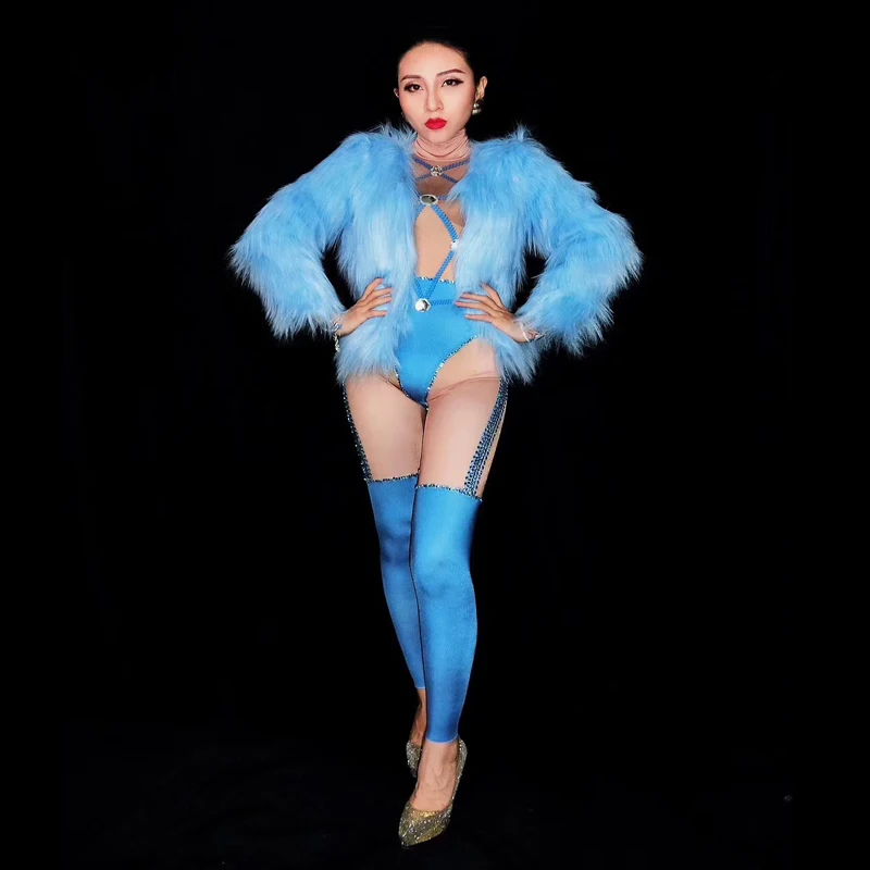 Women New Rhinestone Printing Sexy Jumpsuit Jazz Dance Bodysuit Sexy Leggings Nightclub Female Costume Outfit Fur Jumpsuit Set
Women New Rhinestone Printing Sexy Jumpsuit Jazz Dance Bodysuit Sexy Leggings Nightclub Female Costume Outfit Fur Jumpsuit Set