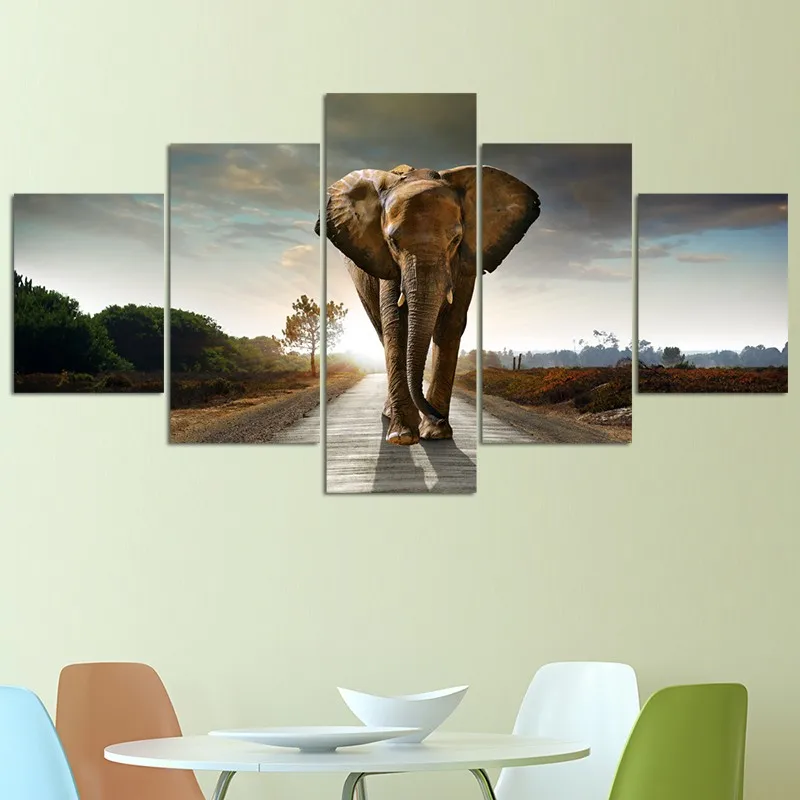Modern HD Printed Wall Art Framework Canvas Pictures 5 Pieces Animal Elephant Sunrise Landscape Painting Posters Home Decoration
Modern HD Printed Wall Art Framework Canvas Pictures 5 Pieces Animal Elephant Sunrise Landscape Painting Posters Home Decoration