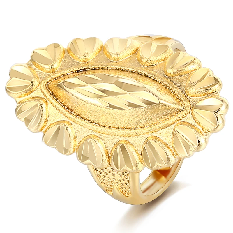 Большие овальные ювелирные украшения с цветком на пальце золотого цвета