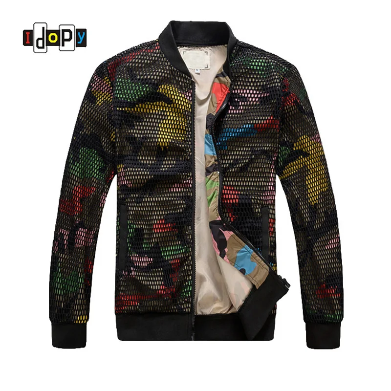 Idopy Fashion Mens Camouflage Bomber Jacket Hollow Out Desige Slim Fit Camo Windbreaker Baseball Coat For Male
Idopy Fashion Mens Camouflage Bomber Jacket Hollow Out Desige Slim Fit Camo Windbreaker Baseball Coat For Male
