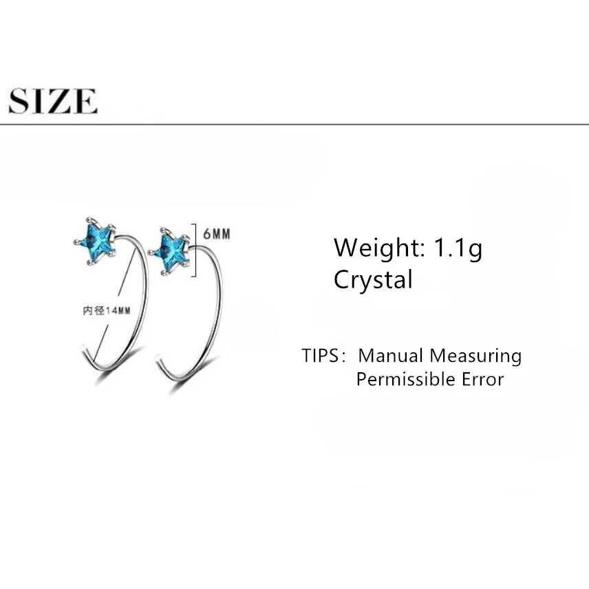 Blue Crystal Stars Round Ear Hook Earrings For Women Trend Creative 925 Sterling Silver Party Gift Jewelry Accessories SAE366 
Blue Crystal Stars Round Ear Hook Earrings For Women Trend Creative 925 Sterling Silver Party Gift Jewelry Accessories SAE366