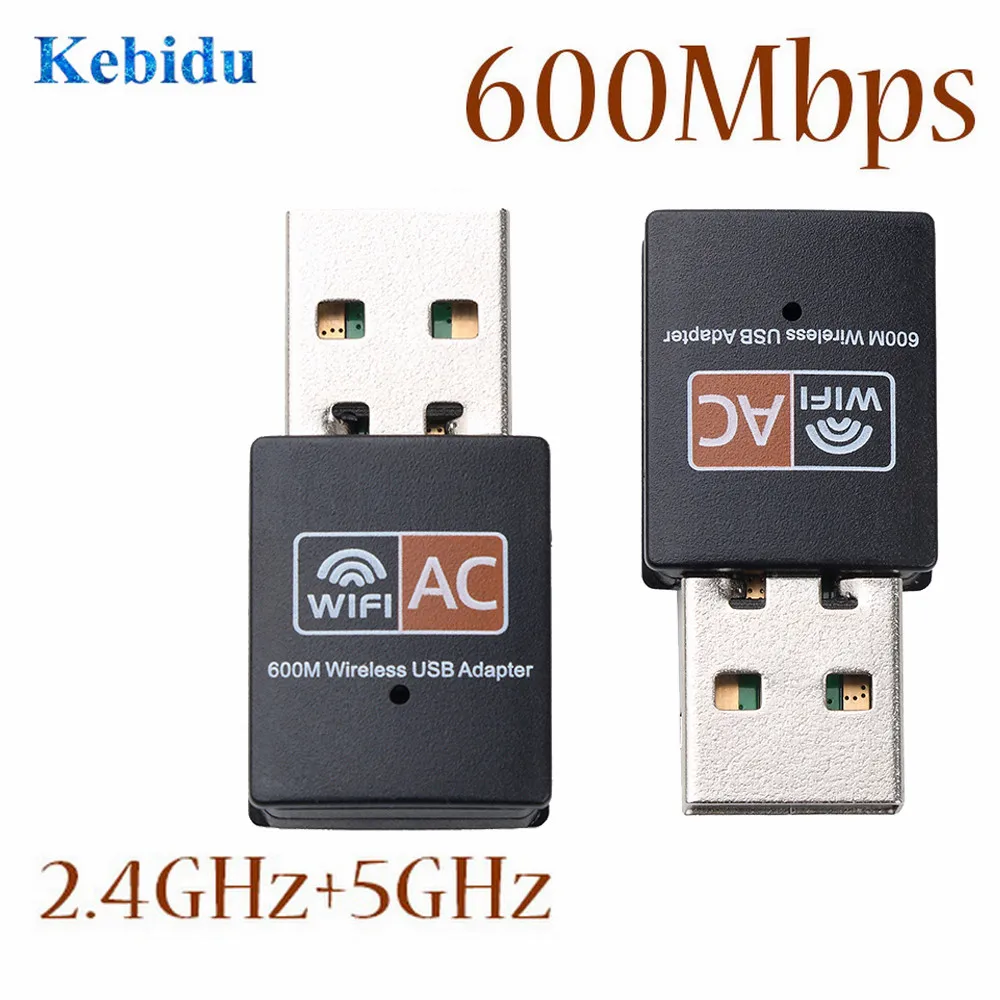 KEBIDU беспроводной USB WiFi адаптер 600 Мбит/с wi fi антенна для ПК сетевая карта 2 4 + 5 8 ГГц