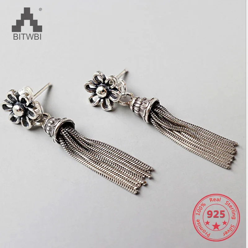 925 Sterling Silver Flower Long Tassel Earrings For Women Thai Silver Elegant Lady Sterling-silver-jewelry
925 Sterling Silver Flower Long Tassel Earrings For Women Thai Silver Elegant Lady Sterling-silver-jewelry