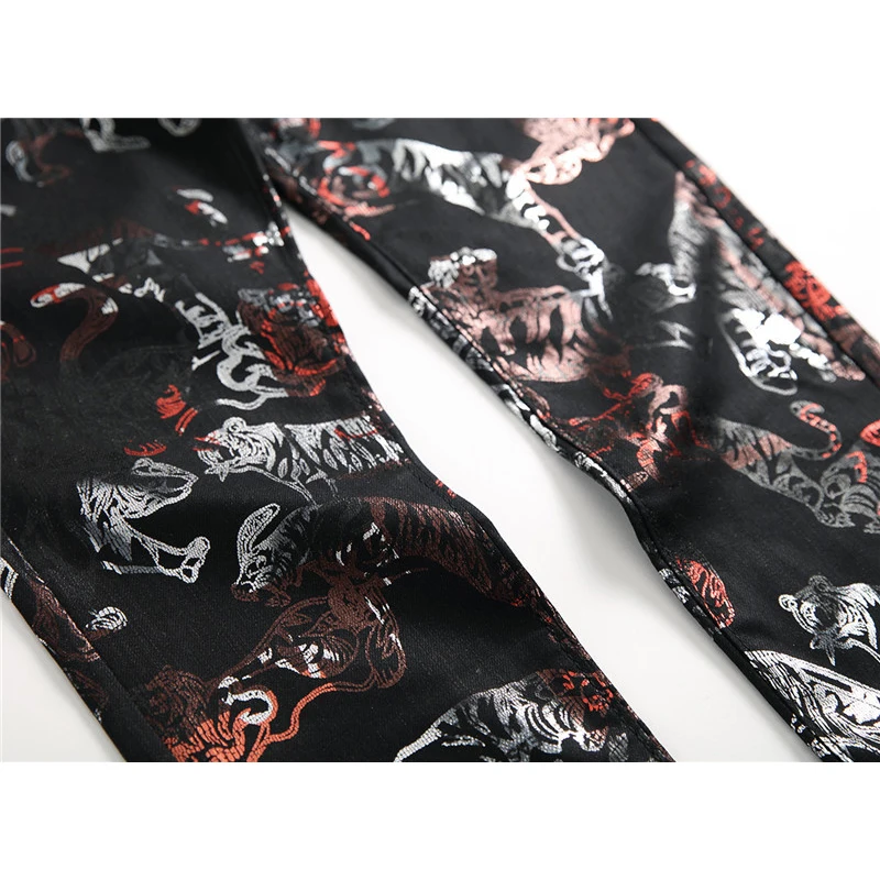 ABOORUN Men's Skinny Pencil Jeans Black Tiger Printed Jeans Nightclub Fashion Urban Jeans for Male R829
ABOORUN Men's Skinny Pencil Jeans Black Tiger Printed Jeans Nightclub Fashion Urban Jeans for Male R829