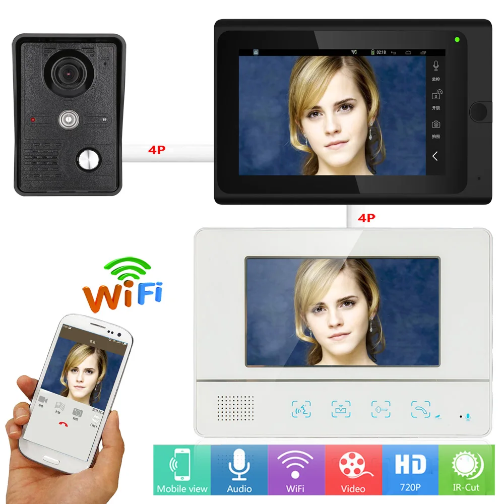 7 "2 монитора видеодомофон проводной/беспроводной Wifi система с IR-CUT HD 1000TVL Проводная камера ночного видения
7 "2 монитора видеодомофон проводной/беспроводной Wifi система с IR-CUT HD 1000TVL Проводная камера ночного видения