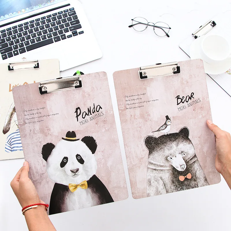 30x21.5cm Originality Lovely Cartoon Woodiness Animal A4 Directly Splint Fashion Sign Clip Contract Mix Basis Suspension Files | Канцтовары