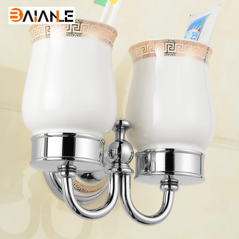 Cup & Tumbler Holders Retro Printing Wall Mounted Bathroom Accessories Ceramics Chrome Double Cup Holders Free Shipping
Cup & Tumbler Holders Retro Printing Wall Mounted Bathroom Accessories Ceramics Chrome Double Cup Holders Free Shipping