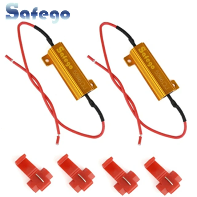 2pcs Safego 50W 6OHM Load Resistors for Fix Auto Car Led bulbs Error LED Turn Signal Lights Hyper Flash Error Fix
2pcs Safego 50W 6OHM Load Resistors for Fix Auto Car Led bulbs Error LED Turn Signal Lights Hyper Flash Error Fix