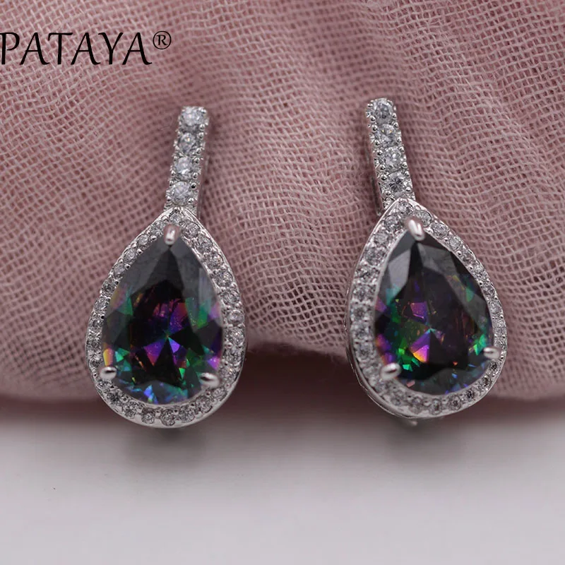 Женские серьги подвески под белое золото с натуральным Цирконом|gold dangle earrings|dangle