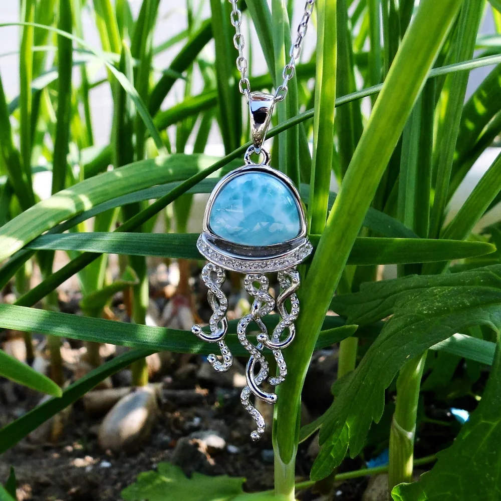 DJ CH Solid 925 Sterling Silver Sea Animal Jellyfish Charm Pendant Natural Larimar Pendant Necklace for Beautiful Womens Gift
DJ CH Solid 925 Sterling Silver Sea Animal Jellyfish Charm Pendant Natural Larimar Pendant Necklace for Beautiful Womens Gift
