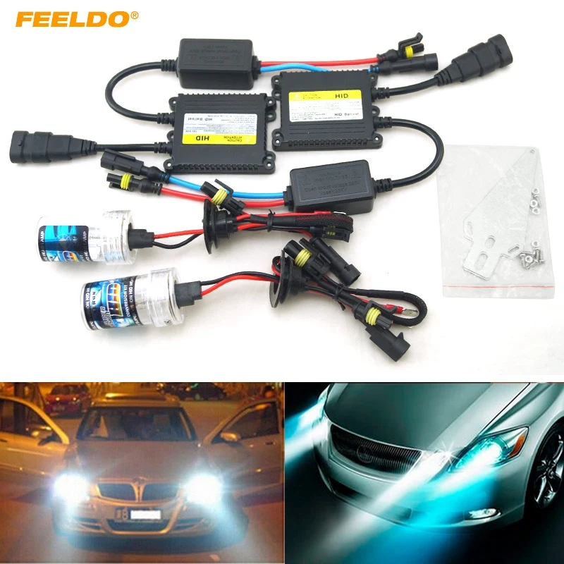 

FEELDO 1Set AC 12V 35W H1/H3/H7/H8/H10/H11/9005/9006 Xenon HID Kit Car Headlight Xenon Bulb Lamp Digital Ballast #FD-4471