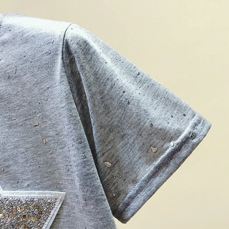 2019 New Womens Short Sleeve T-Shirt Summer Korean Loose Fit O-Neck Sequined Tees Tops Ladies Casual T-Shirts Female Clothing
2019 New Womens Short Sleeve T-Shirt Summer Korean Loose Fit O-Neck Sequined Tees Tops Ladies Casual T-Shirts Female Clothing