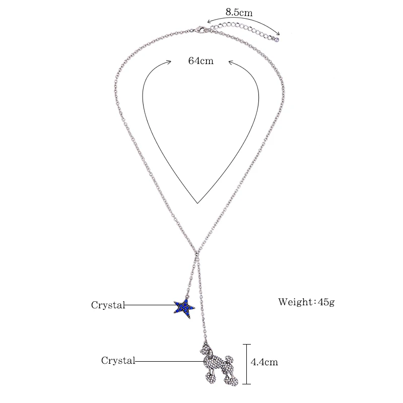 Bulk Price Romantic Summer Jewelry Color Crystal Sheep Long Pendant Necklace Thin Chain Blue Star Cute Collar | Украшения и