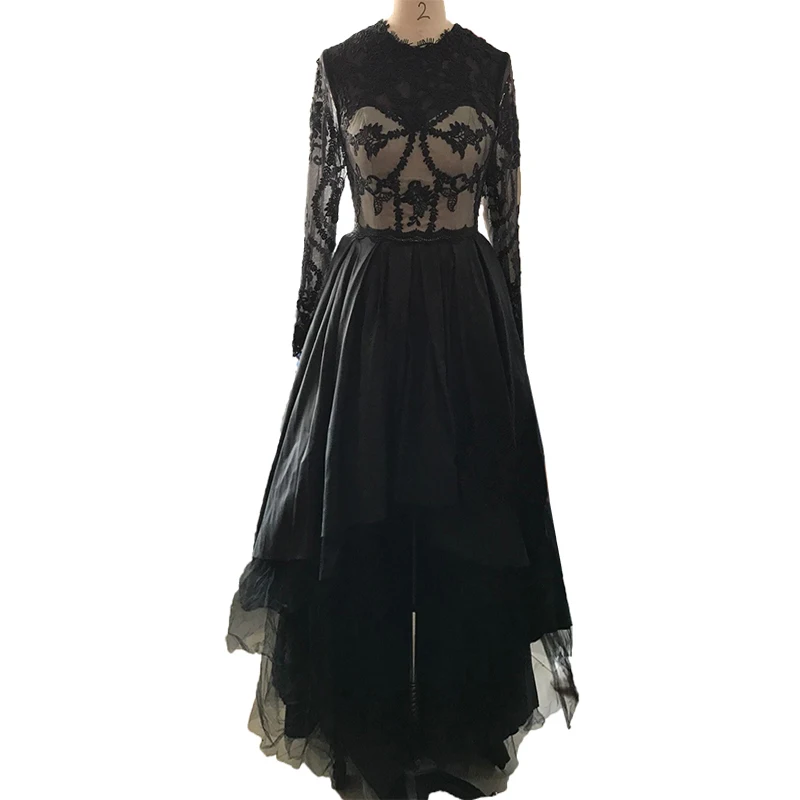 Black High Low Prom Dresses 2018 Ball Gowns Sexy Lace Long Sleeves Short Evening Party Dresses for Graduation
Black High Low Prom Dresses 2018 Ball Gowns Sexy Lace Long Sleeves Short Evening Party Dresses for Graduation