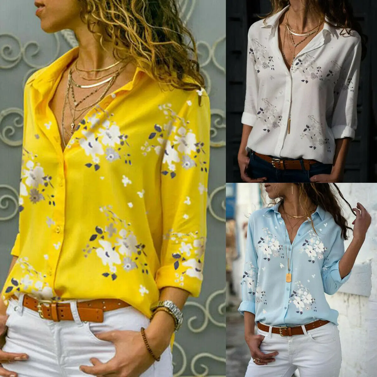 Women's Long Sleeve Casual Floral Loose Blouse Tops Ladies Plain Button V Neck Shirts Plus Size S-5XL
Women's Long Sleeve Casual Floral Loose Blouse Tops Ladies Plain Button V Neck Shirts Plus Size S-5XL