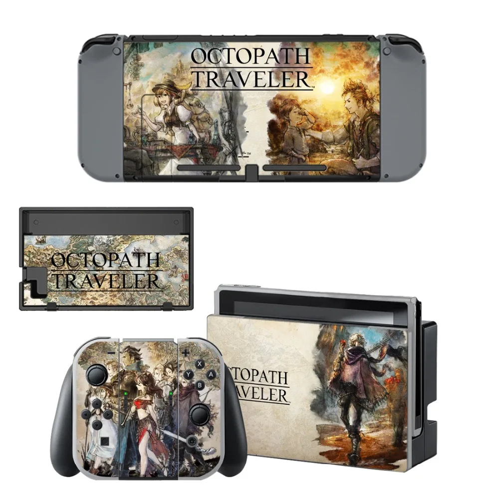 Octopath Traveler Decal Vinyl Skin Sticker for Nintendo Switch NS Console + Controller Stand Holder Protective | Электроника