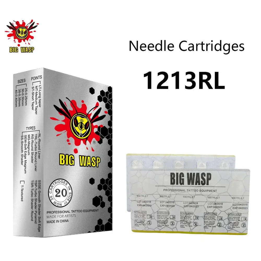 Картриджи BIGWASP 1213RL для тату-машинок и ручек 20 шт. стандартные (0 35 мм) 13 круглых