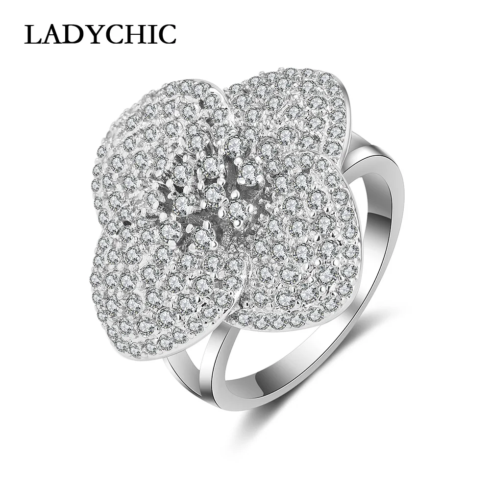 LADYCHIC New Style Silver Color Flower Wedding Rings for Women Lover Fashion Ring with Micro Paved CZ Crystal Jewelry LR1051
LADYCHIC New Style Silver Color Flower Wedding Rings for Women Lover Fashion Ring with Micro Paved CZ Crystal Jewelry LR1051