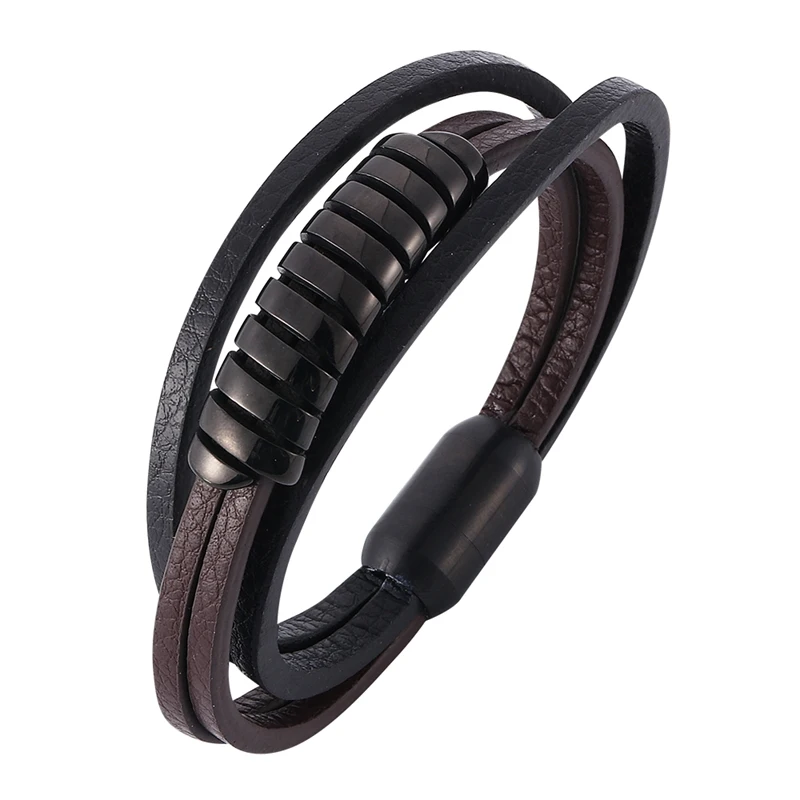 Charm Bracelets & Bangles Men Punk Jewelry Multilayer Leather Rope Bracelet Stainless Steel Magnetic Clasp Male Bangles PH510
Charm Bracelets & Bangles Men Punk Jewelry Multilayer Leather Rope Bracelet Stainless Steel Magnetic Clasp Male Bangles PH510