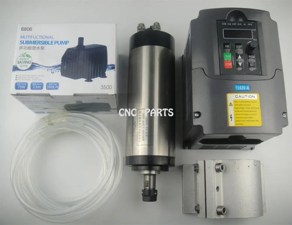 CNC milling spindle ER16 1.5KW water cooling spindle +water pump+spindle support + 1.5kw inverter
CNC milling spindle ER16 1.5KW water cooling spindle +water pump+spindle support + 1.5kw inverter