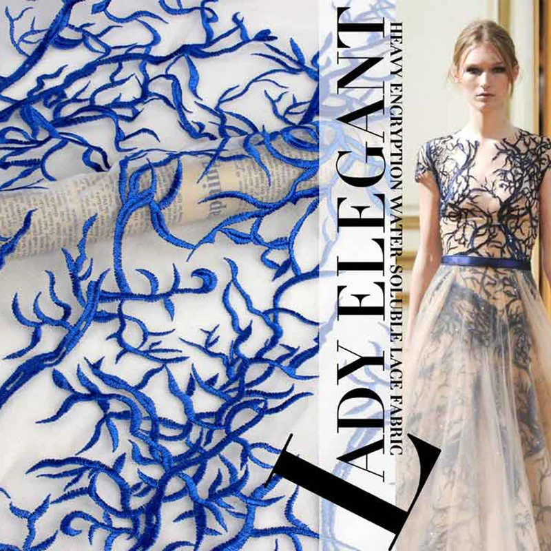High Qulity Royal Blue And Red Elegant Lady Embroidered Timbo Branch Water Soluble Mesh Lace Fabric For Wedding Dress Tulle Lace
High Qulity Royal Blue And Red Elegant Lady Embroidered Timbo Branch Water Soluble Mesh Lace Fabric For Wedding Dress Tulle Lace