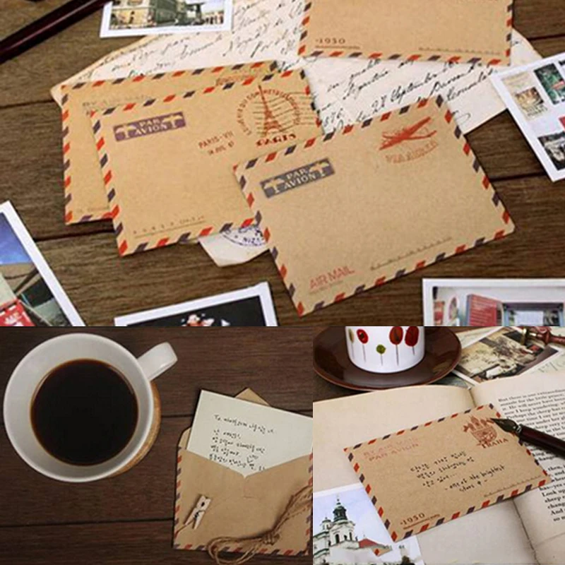 New 10 PCS Mini Gift Envelope Nostalgic Postcard Letter Stationary Storage Brown Kraft Paper Vintage Envelop Approx |