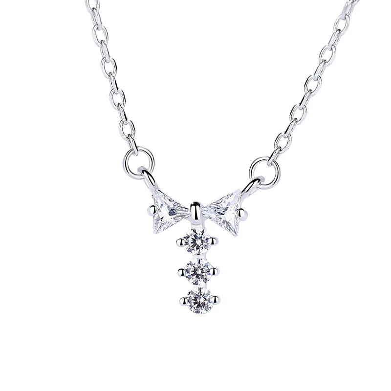 925 Sterling Silver pendant necklace For Women Crystal bowtie pendants Rhodium plated silver choker jewelry necklaces for girls
925 Sterling Silver pendant necklace For Women Crystal bowtie pendants Rhodium plated silver choker jewelry necklaces for girls