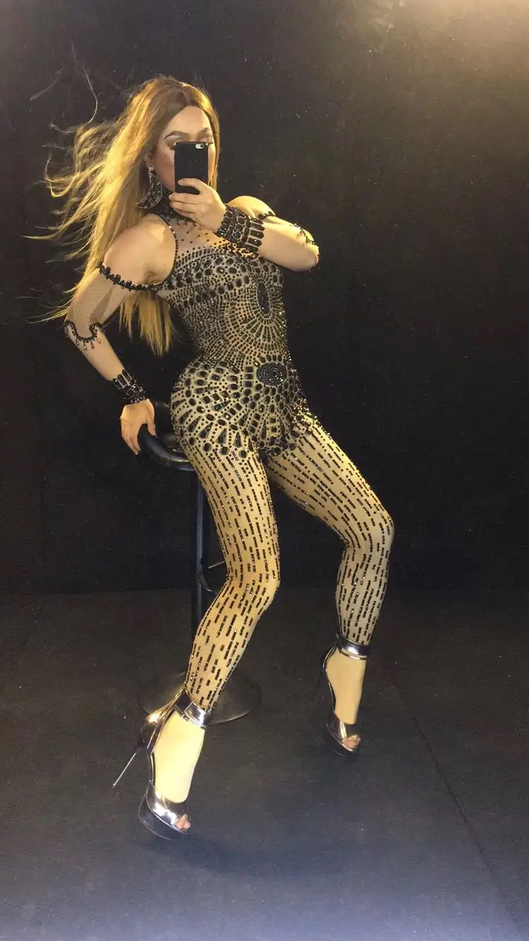 Women New Black Shiny Rhinestone Sexy Jumpsuit Stretch Prom Party Outfit Show Team Dance Catwalk Team Dance Jumpsuit
Women New Black Shiny Rhinestone Sexy Jumpsuit Stretch Prom Party Outfit Show Team Dance Catwalk Team Dance Jumpsuit
