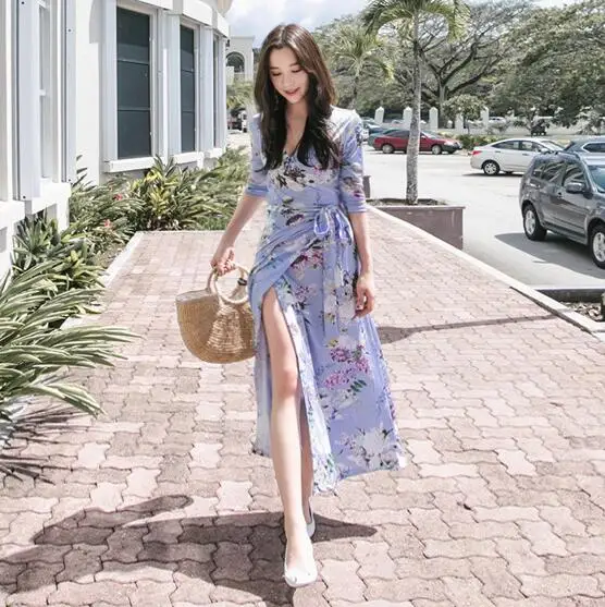 Women's summer v neck flower print long dress lady's sexy plus size long beach dress TB327
Women's summer v neck flower print long dress lady's sexy plus size long beach dress TB327