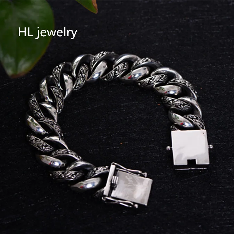 106g S925 Thai Silver fashion Jewelry Bracelets for Women Men 18mm Vintage Solid Thai 925 Sterling Silver Chain Bracelets
106g S925 Thai Silver fashion Jewelry Bracelets for Women Men 18mm Vintage Solid Thai 925 Sterling Silver Chain Bracelets