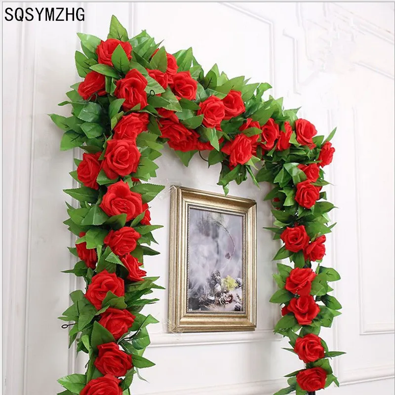 240CM/lot Silk Roses Ivy Vine with Green Leaves For Home Wedding Decoration Fake leaf diy Hanging Garland Artificial Flowers
240CM/lot Silk Roses Ivy Vine with Green Leaves For Home Wedding Decoration Fake leaf diy Hanging Garland Artificial Flowers
