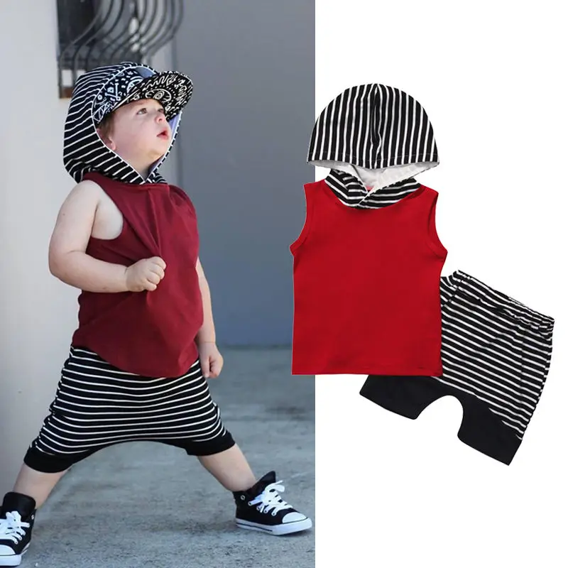 Summer Hot Baby Boy Clothes Sleeveless Hooded Tops +Striped Shorts Harem Pant 2PCS Outfits Toddler Kids Clothing Set 0-4Y
Summer Hot Baby Boy Clothes Sleeveless Hooded Tops +Striped Shorts Harem Pant 2PCS Outfits Toddler Kids Clothing Set 0-4Y