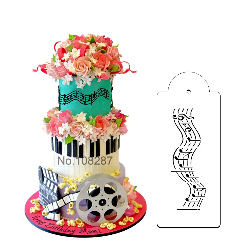 Трафарет для свадебной вечеринки с изображением музыкальных нот|cake stencil|mold